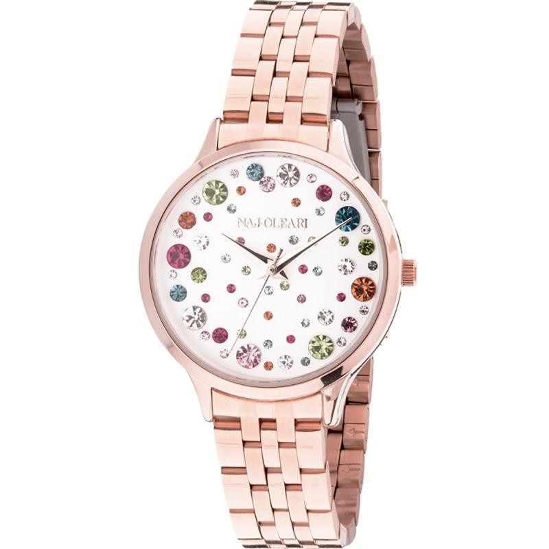 Orologio Da Donna NAJ-OLEARI Peonie NJ531 In Acciaio PVD Oro Rosa Con Pietre Colorate