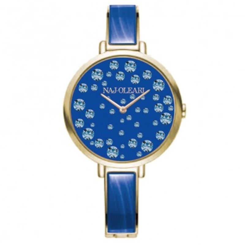 Orologio Da Donna Di NAJ-OLEARI NJ630 In Pelle Blu E Cassa Acciaio PVD Oro Con Pavè