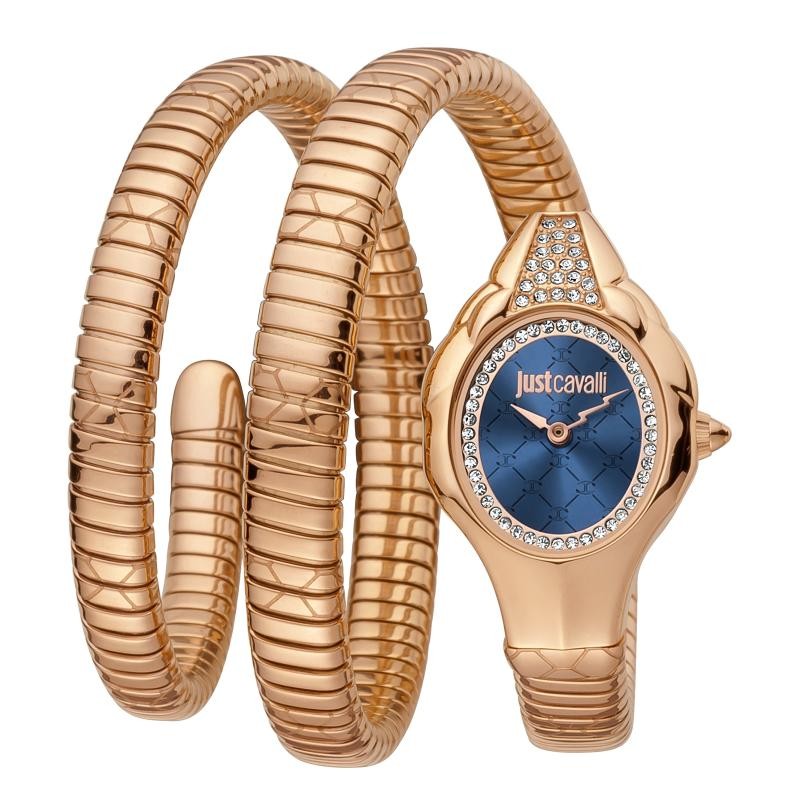 Orologio da donna Just Cavalli JC1L189M0065 in acciaio PVD oro e quadrante blu con pietre