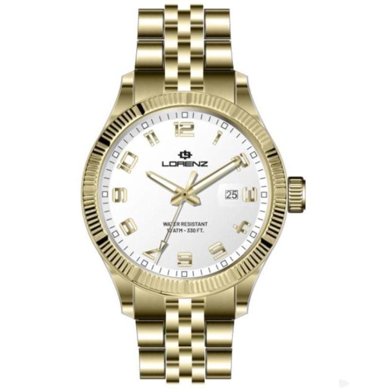 Orologio Da Uomo Lorenz LZ 26982LL Ginevra Number In Acciaio Jubilee PVD Oro - Bianco