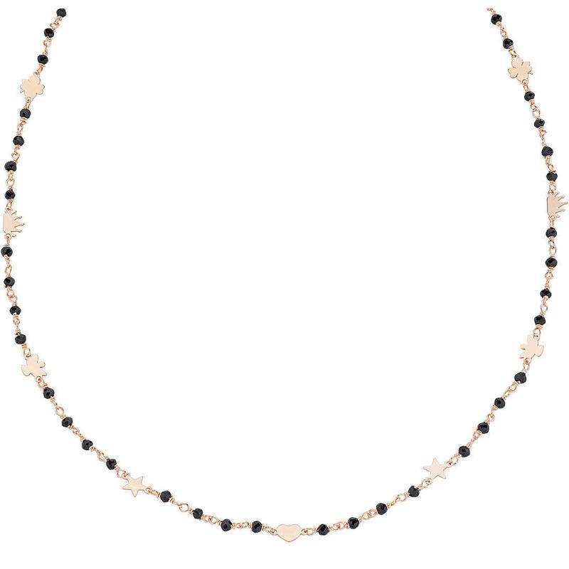 Collana Gioiello Da Donna Di Amen CLLAMELRN In Argento 925 Rosè E Cristalli Neri