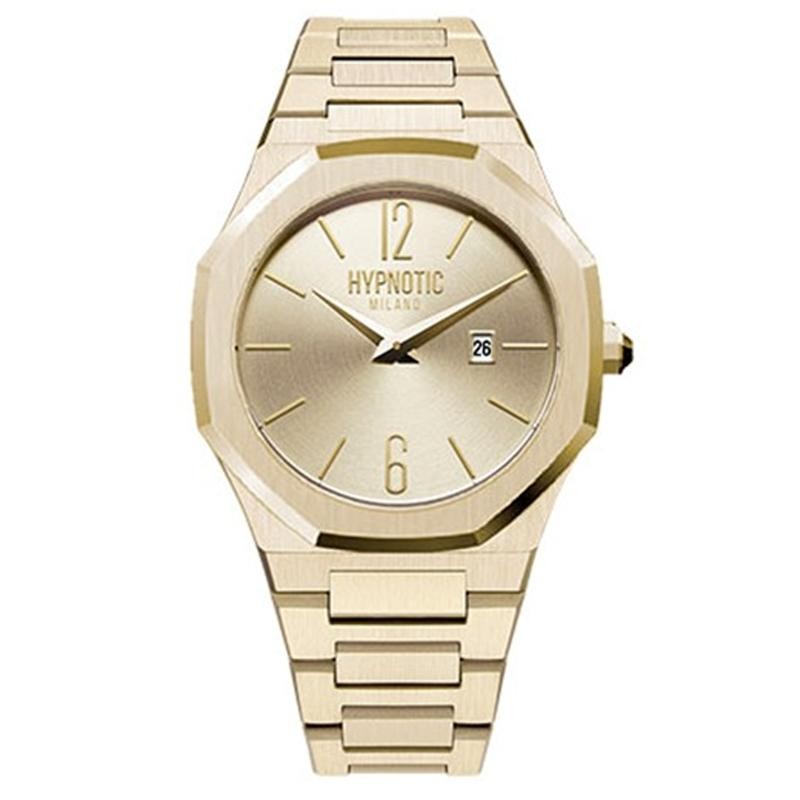 Orologio ottagonale solo tempo uomo Hypnotic Milano HYP0307 in acciaio Pvd oro Citta Oro