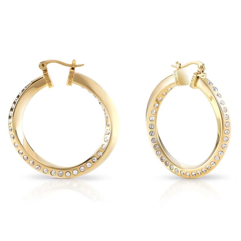 Orecchini Da Donna Guess JUBE01 486JW Pendenti In Acciaio A Torchon Con Zirconi