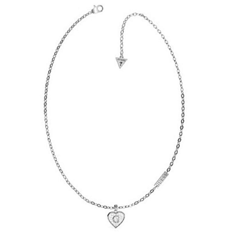 Collana Da Donna Guess JUBN79 034 In Argento Con Cuore Pendente Con Cristalli