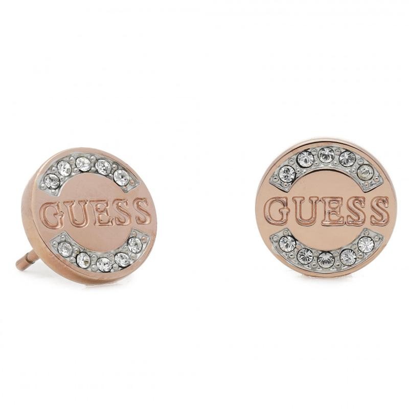 Orecchini Da Donna Di Guess  JUBE28 030JW In Metallo PVD Oro Rosa Con Scritta