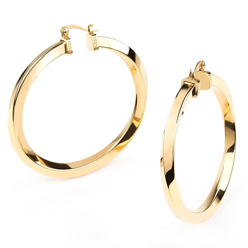 Orecchini Donna Guess "hoops don't lie" JUBE01 484JW In Acciaio Oro Effetto Torchon