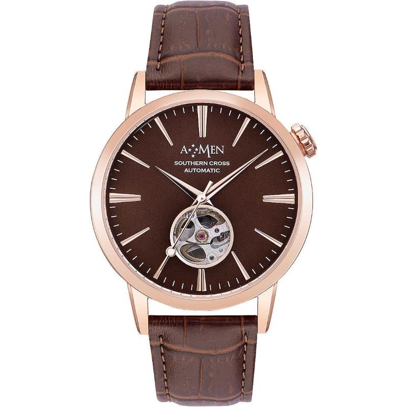 Orologio automatico donna Amen WSCRMM in pelle marrone e cassa acciaio rosato