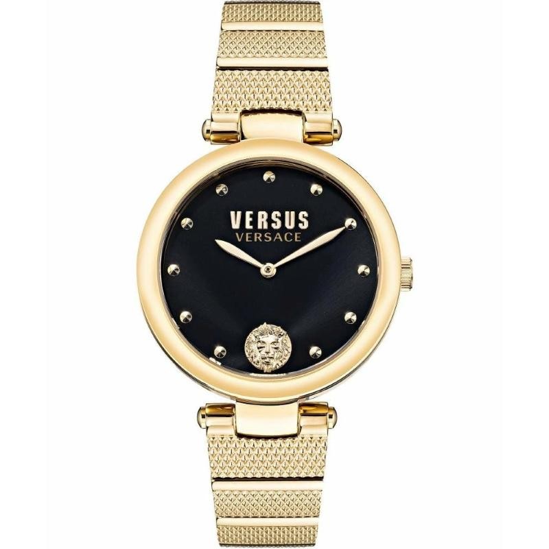 Orologio Donna Solo Tempo Versus Versace VSP1GH0621 Quadrante Nero Cinturino Acciaio PVD Oro