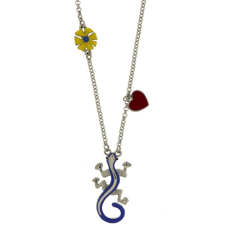 Collana AmoCapri 3541050 In Metallo Porta Fortuna Geko Smaltato Cuore