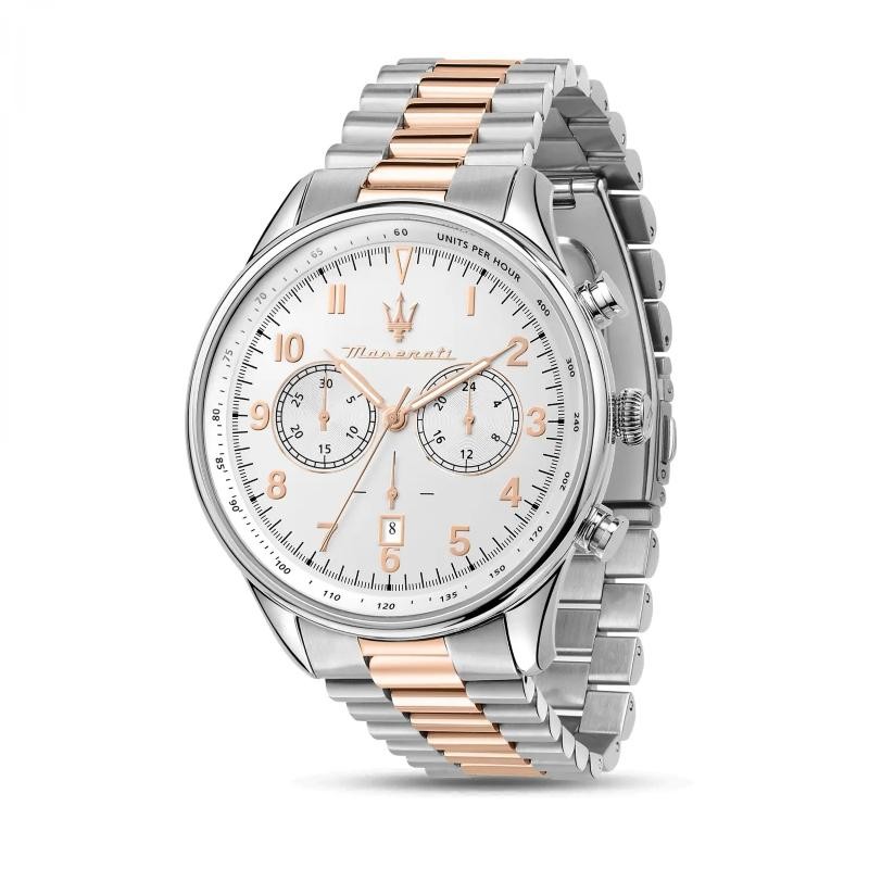 Orologio Uomo Maserati Tradizione R8873646002 Chrono In Acciaio PVD Oro Rosa E Silver