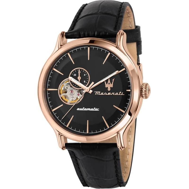 Orologio Uomo Maserati Epoca R8821118009 Automatico In Pelle Nero E Cassa Oro Rosa