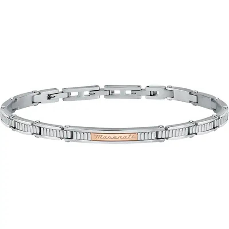 Bracciale Uomo Maserati Jewels JM421ATK17 In Acciaio Con Targa Centrale Oro Rosa