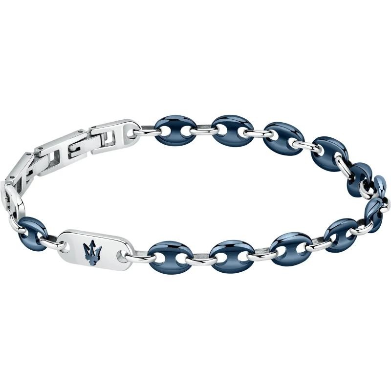 Bracciale Da Uomo Maserati JM422ATZ18 Jewels In Acciaio Silver/Blu Di 22 cm