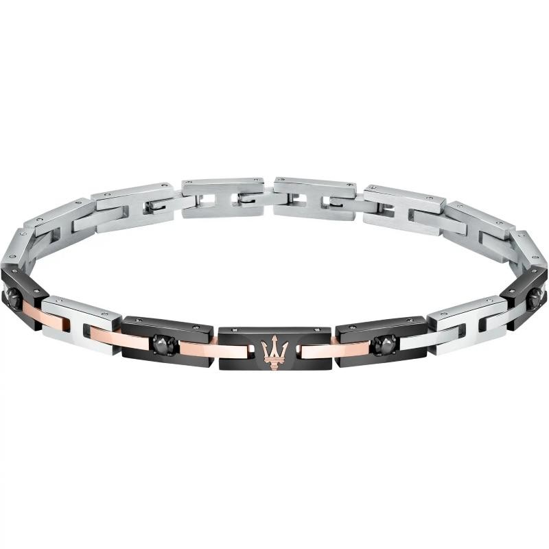 Bracciale Da Uomo Maserati JM422ATJ09 Jewels In Acciaio PVD Silver-Nero-Oro Rosa