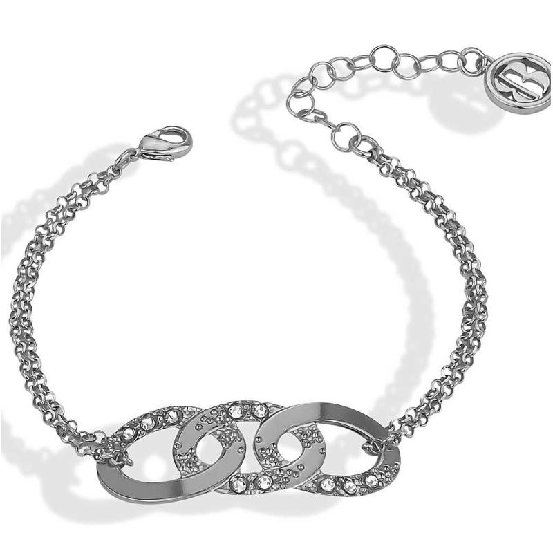 Bracciale Da Donna Boccadamo Magic Chain XBR941 In Bronzo Rodiato Con Cristalli 