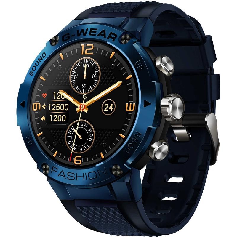 Orologio Smartwatch Da Uomo Smarty2.0 -SW036C In Silicone/Gomma Blu A Fondo Nero 