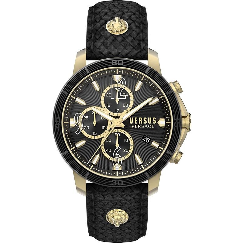 Orologio Cronografo Uomo Versus Versace VSPHJ0320 Quadrante Nero Cinturino Pelle Nero