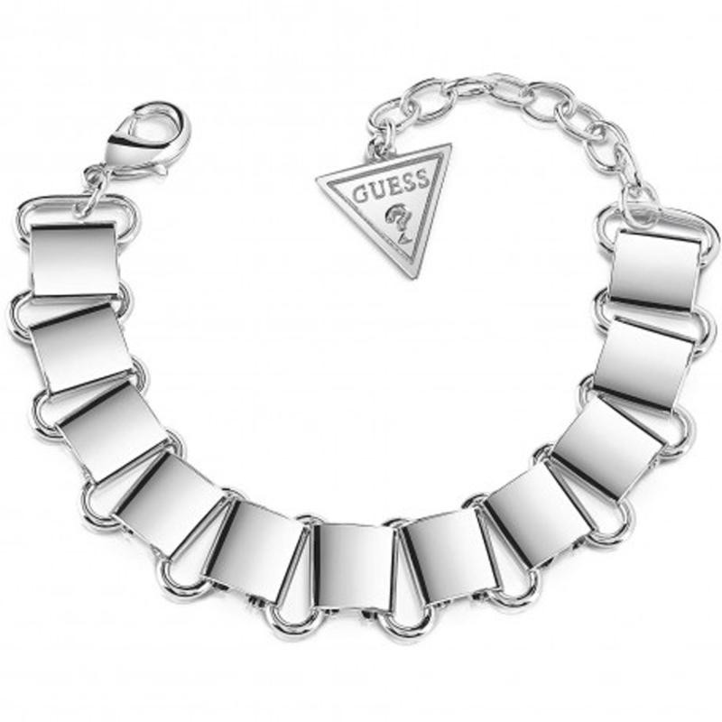 Bracciale Da Donna Guess UBB84005-S In Acciaio A Piastra Larga Con Pendente Marchiato 