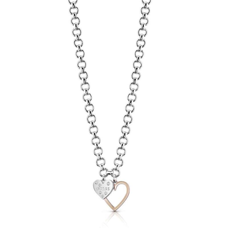 Collana Da Donna Guess Heart In Heart UBN84014 In Acciaio Con Cuore Pendente & Cristalli 