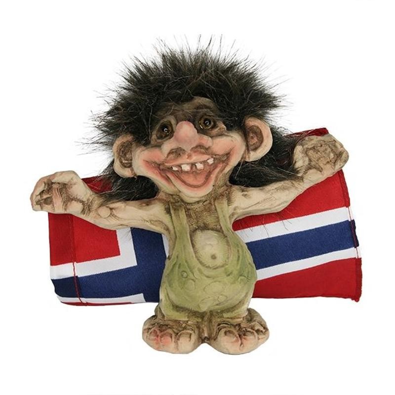Statua Troll con Bandiera Norvegia Portafortuna Nyform 840017
