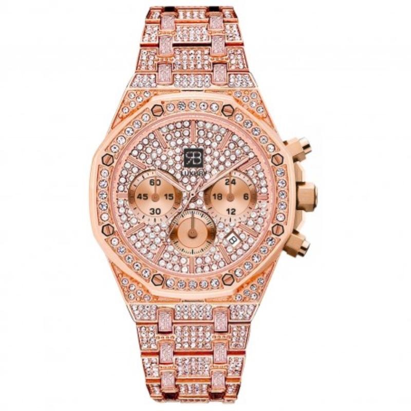 Orologio Unisex Cronografo RENATO BALESTRA RBL15 Cinturino Acciaio PVD Rosato con Swarovski