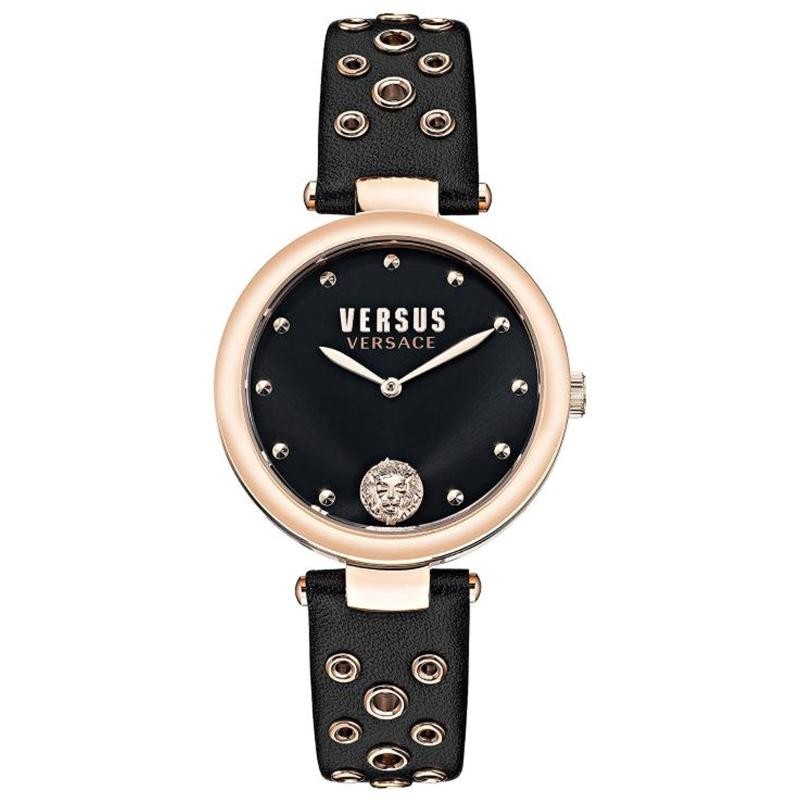 Orologio Donna Solo Tempo Versus VSP1G0321 Acciaio Rosato Quadrante Nero Pelle