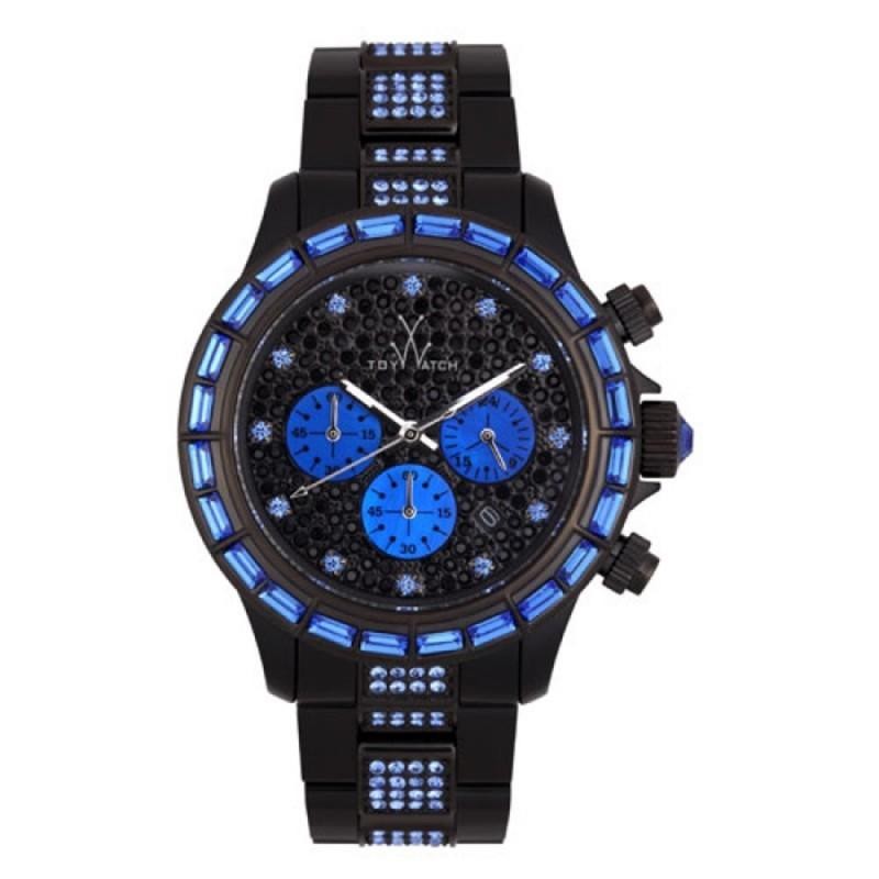 Orologio Unisex Cronografo TOYWATCH K22BL con Cinturino in Resina e Pietre Blu