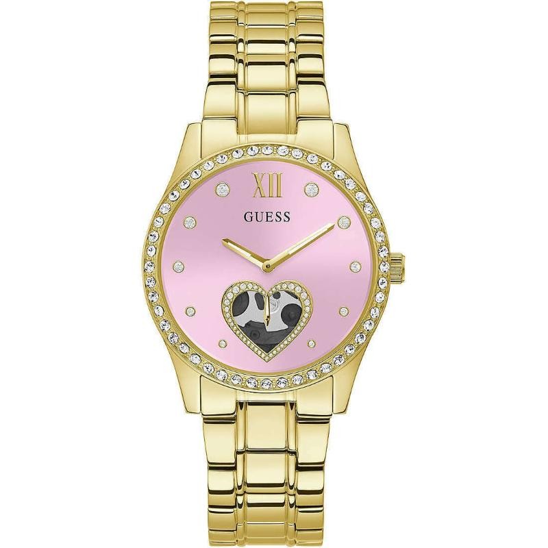 Orologio Donna Solo Tempo GUESS GW0380L2 Cinturino Acciaio PVD Oro con Cuore