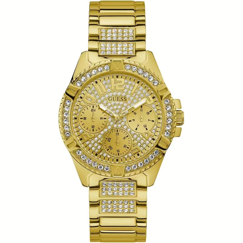 Orologio Unisex Multifunzione GUESS W1156L2 Cinturino Acciaio PVD Oro con Cristalli