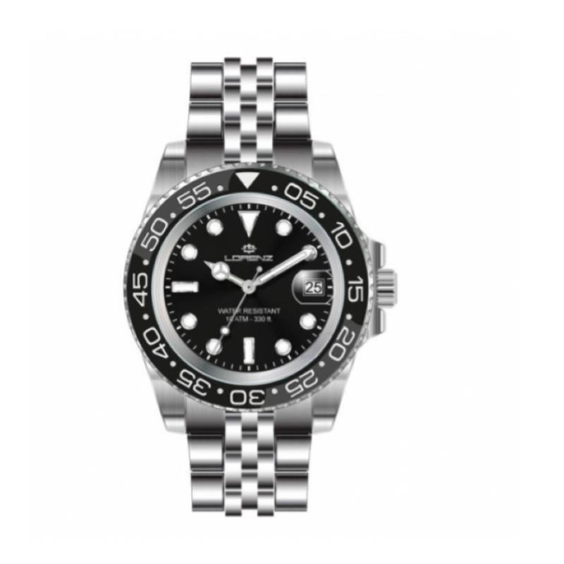 Orologio Uomo Solo Tempo LORENZ LZ26122FF Acciaio con Fondo Nero e Datario