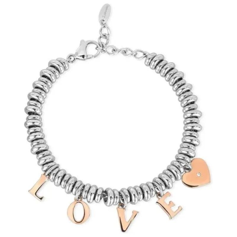 Bracciale Donna 2 JEWELS 231800 in Acciaio con scritta LOVE Rosata