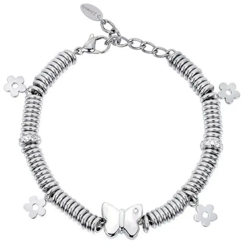 Bracciale Donna 2 JEWELS 231755 in Acciaio con Charms e Zirconi tema Floreale