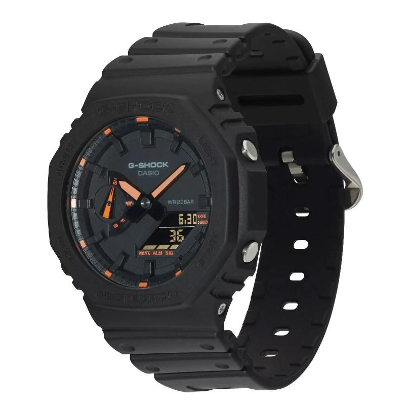 Orologio Uomo G-SHOCK Neon Accent GA-2100-1A4ER Nero-Arancio