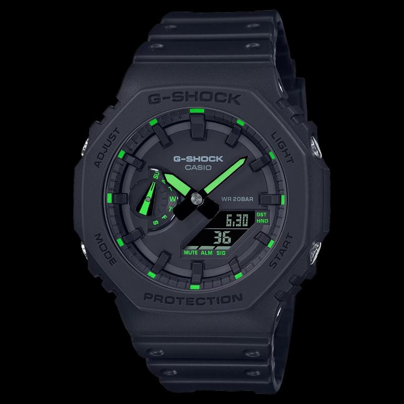 Orologio Uomo G-SHOCK Neon Accent GA-2100-1A3ER Nero-Verde