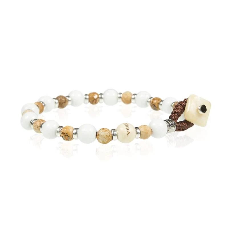 Bracciale Unisex Cordoncino GERBA WHITE&SAND 03 Ceramica Chiusura Bottone