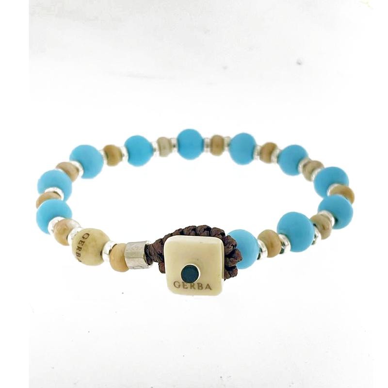 Bracciale Unisex Cordoncino GERBA SEA&SAND 03 con Pietre Naturali e Ceramica