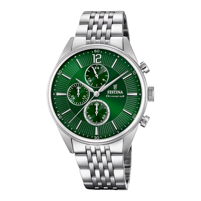 Orologio Uomo Cronografo FESTINA F20285/8 in Acciaio con Fondo Verde