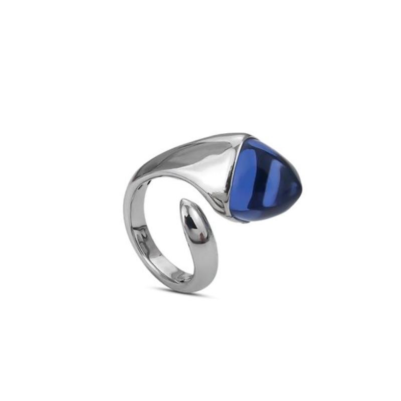 Anello Contrariè BOCCADAMO KAN014L in Bronzo con Pietra Blu