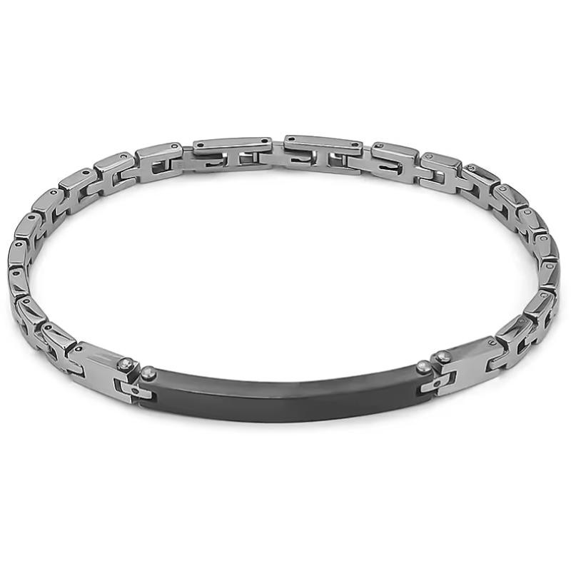 Bracciale Uomo BOCCADAMO ABR635N in Acciaio con Piastra Nera