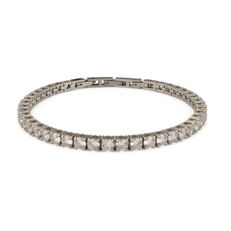 Bracciale Uomo Tennis BOCCADAMO ABR651 in Acciaio con Zirconi