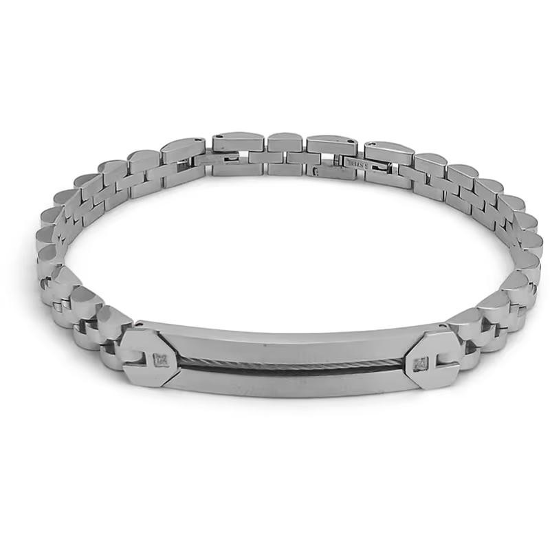 Bracciale Uomo BOCCADAMOABR645 in Acciaio con Zirconi Bianchi