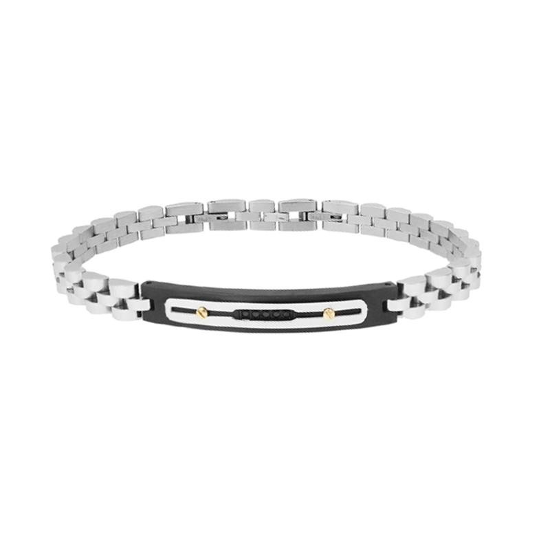 Bracciale Uomo BOCCADAMO ABR640RN in Acciaio Bicolore con Zirconi