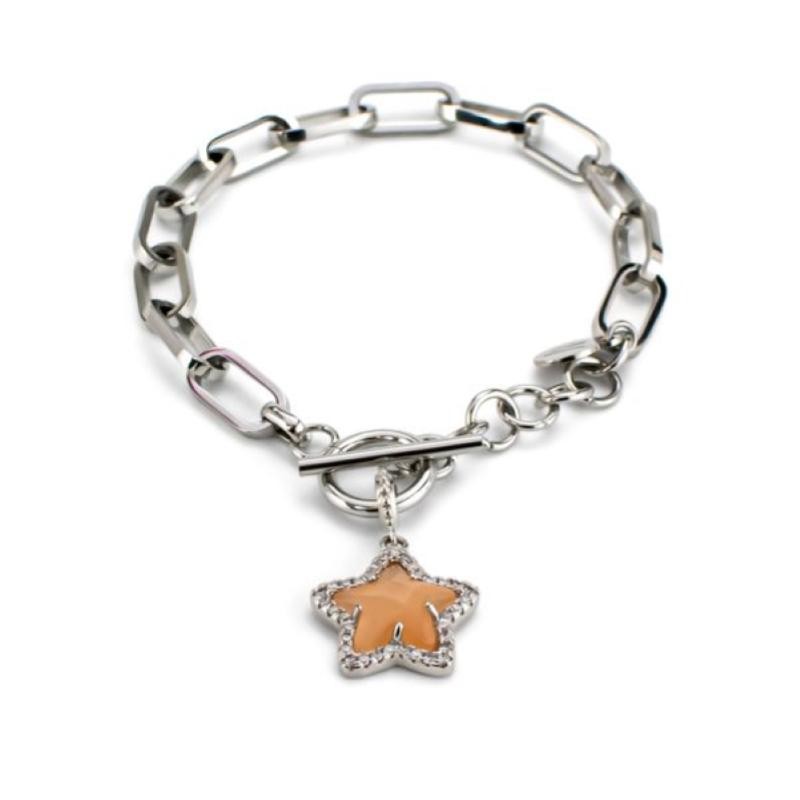 Bracciale a catena ovale MY/BR34 con pendente a forma di stella, con zirconi