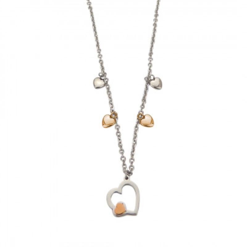 Collana della linea Mya Boccadamo PF/GR82 in acciaio rodiato con charms cuore