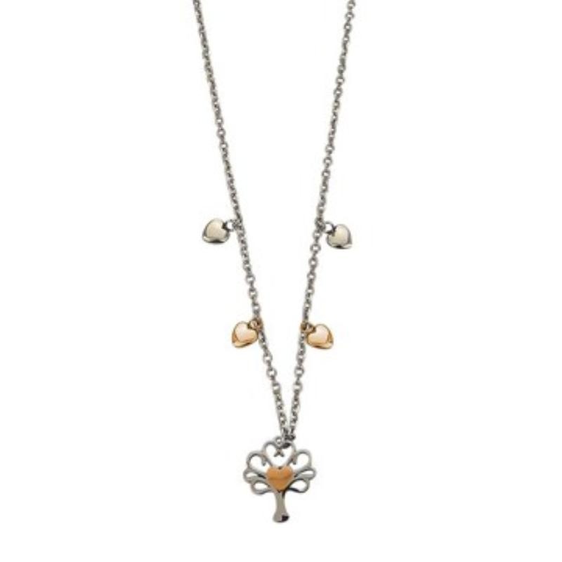 Collana Boccadamo Donna PF/GR86 rodiata con pendente a forma di albero della vita e cuoricino