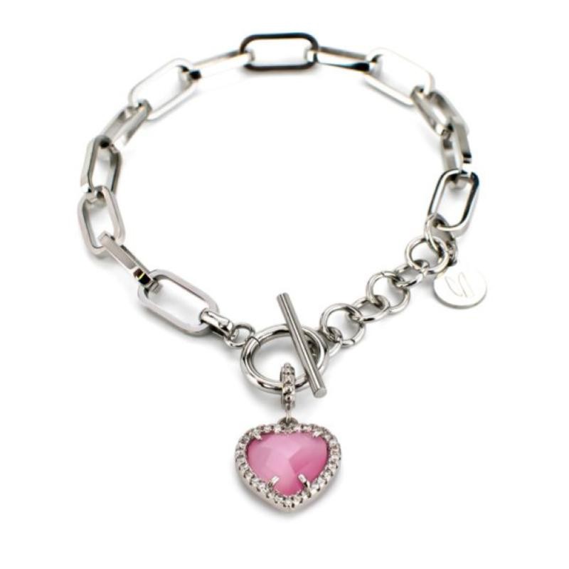 Bracciale Donna BOCCADAMO MY/BR25 in Acciaio con Cuore Pendente