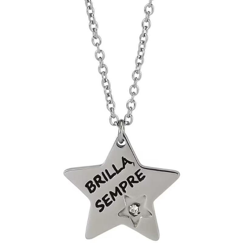 Collana donna gioielliMY/GR17 BOCCADAMO catena rodiata con stella pendente e scritta 