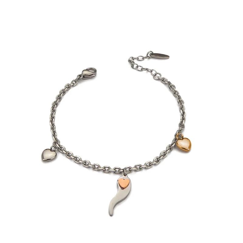 Bracciale con Cornetti Portafortuna e Cuori PF/BR76 BOCCADAMO