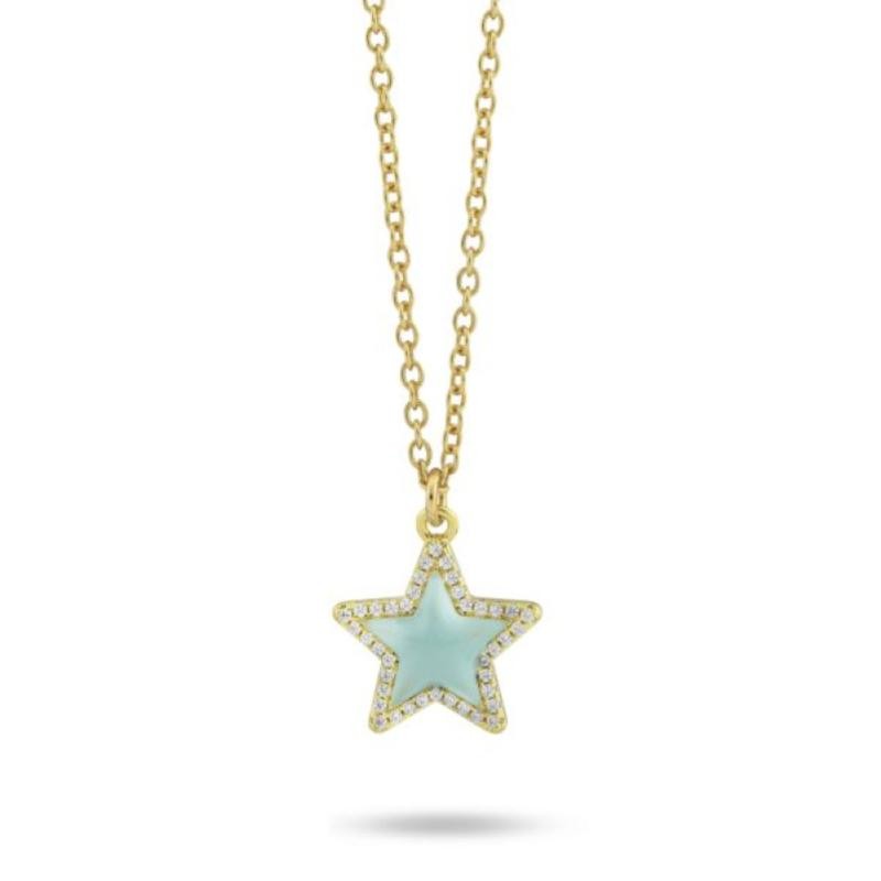 Collana con stella pendente definita da zirconi e smaltata acquamarina MR/GR06 BOCCADAMO