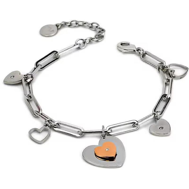 Bracciale donna MY/BR19 gioielli Boccadamo argento pendente cuore bicolore 